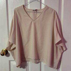 Babaton Light Pink V-Neck Blouse